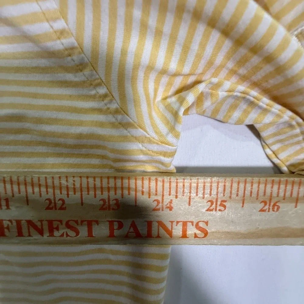 Fairway & Greene Polo Shirt Men's L Yellow Stripe 100% Cotton VTG Korea